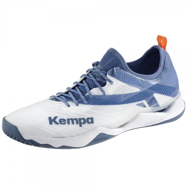 Die neuen Kempa Wing Lite 2.0 Handballschuhe in weiss/steel blau